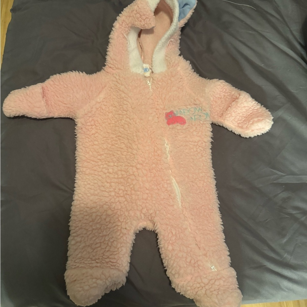 Carter's Pink Sherpa Hooded Baby One-Piece Romper